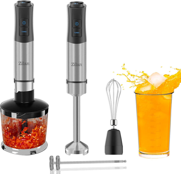 5-in-1 Stabmixer Set 1200 Watt Pürierstab, Zerkleinerer, Schneebesen, Milchaufschäumer, Messbecher L