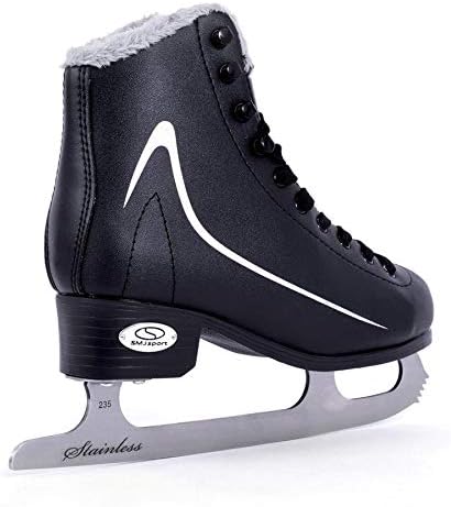 SMJ Calgary Herren Schlittschuhe Eiskunstlauf Eislaufschuhe Klassische Eislauf Schwarz | Grössen: 42