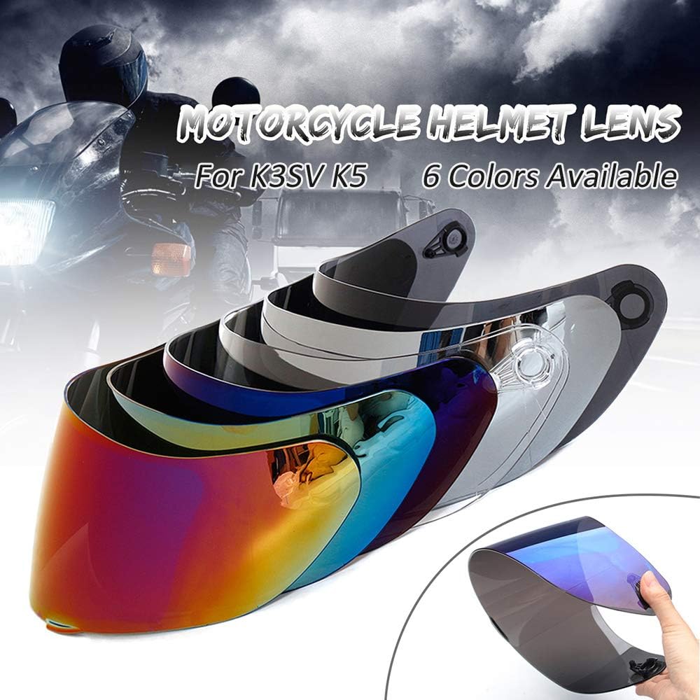 Shkalacar Motorrad Windschutz Helm Objektiv Visier Vollgesichts Helmvisier Ersatz für AGV K1 K3SV K5