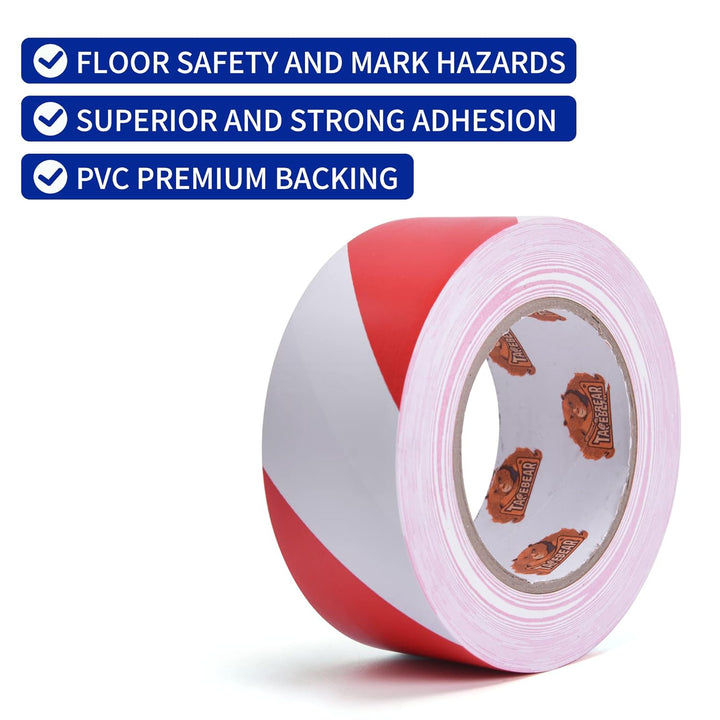 TAPEBEAR Absperrband Warnklebeband Rot und Weiss Flatterband Warnband Gefahr Warnung PVC Selbstklebe