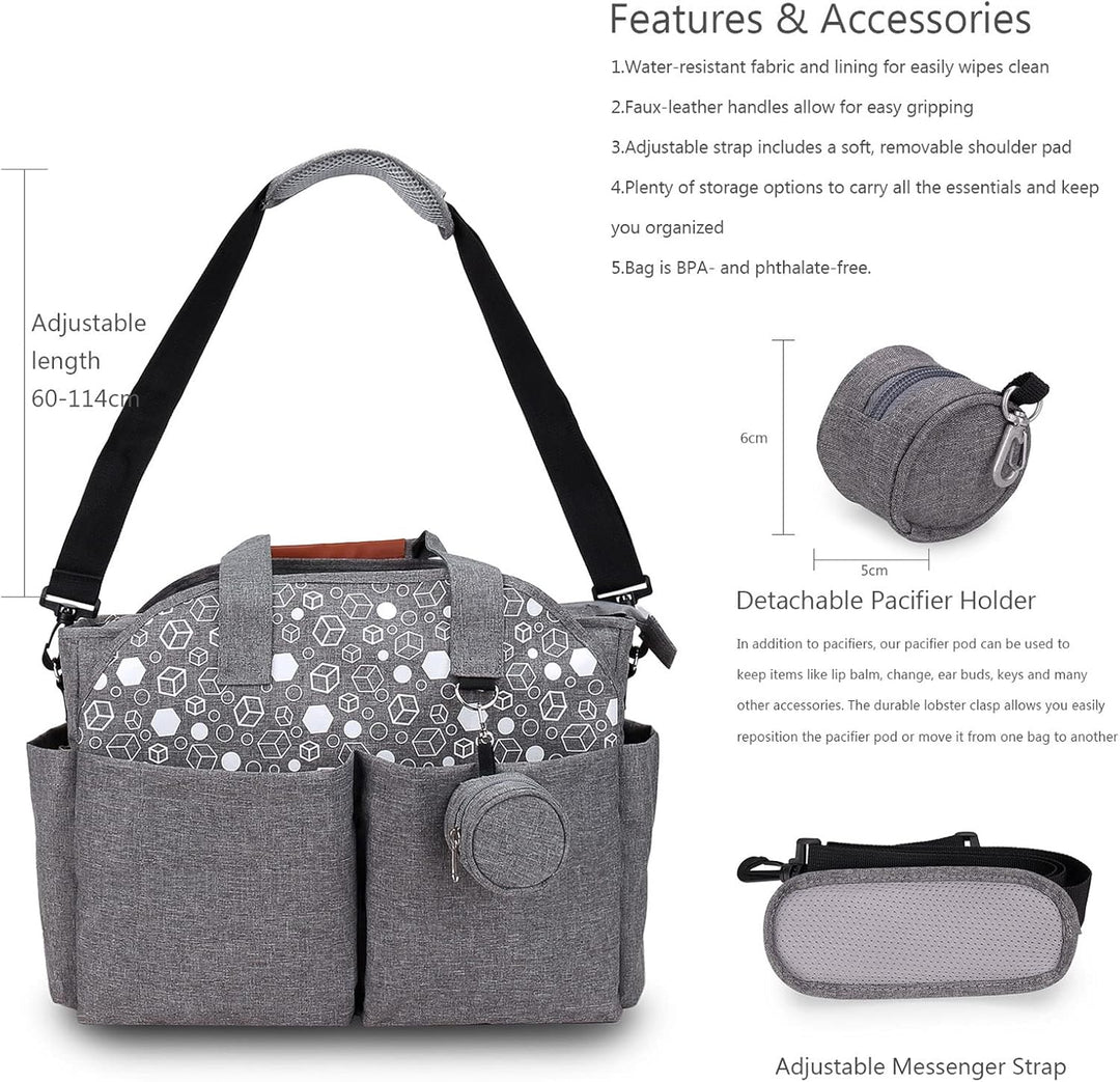 Wickeltasche Multi Pockets Grau Tragbare Windel Tote Caddy Organizer, Reissverschluss Large Size mit