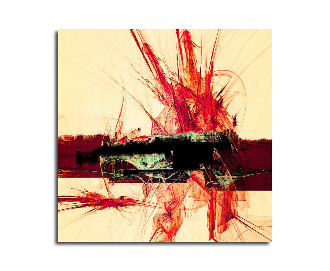 Paul Sinus Art Triumph der Liebe - Abstrakt323_60x60cm Bild auf Leinwand beige Bordeaux rot Abstrakt