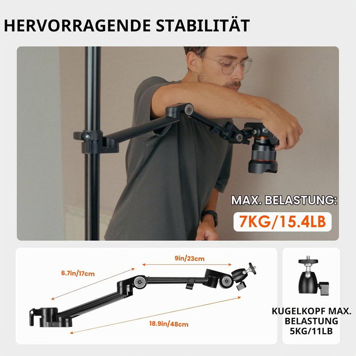 TARION Titanrig Arm Module Z: Kamera Tischstativ Overhead Stativ Tischhalterung Klemmstativ Flexibel