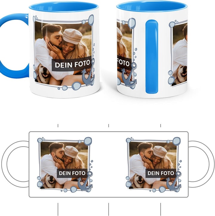 personalisierte Fototasse mit eigenem Foto persönliches Geschenk mit Bild selbst gestalten Rahmen He