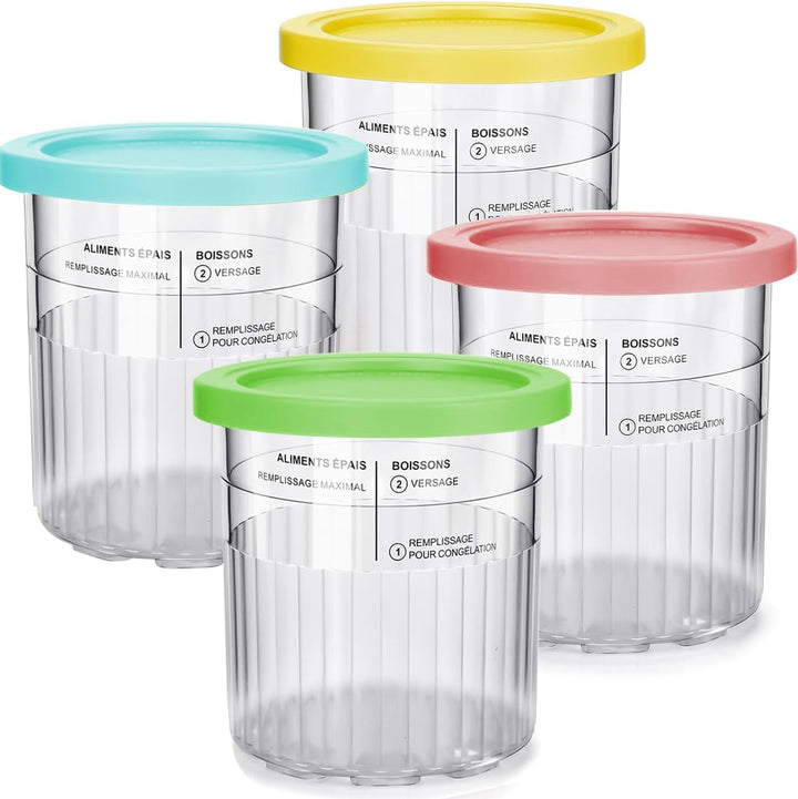 4Pcs Eiscreme-Behälter, Ersatz-Pint und Deckel, für Ninja Creami, kompatibel mit NC500 NC501 Deluxe,
