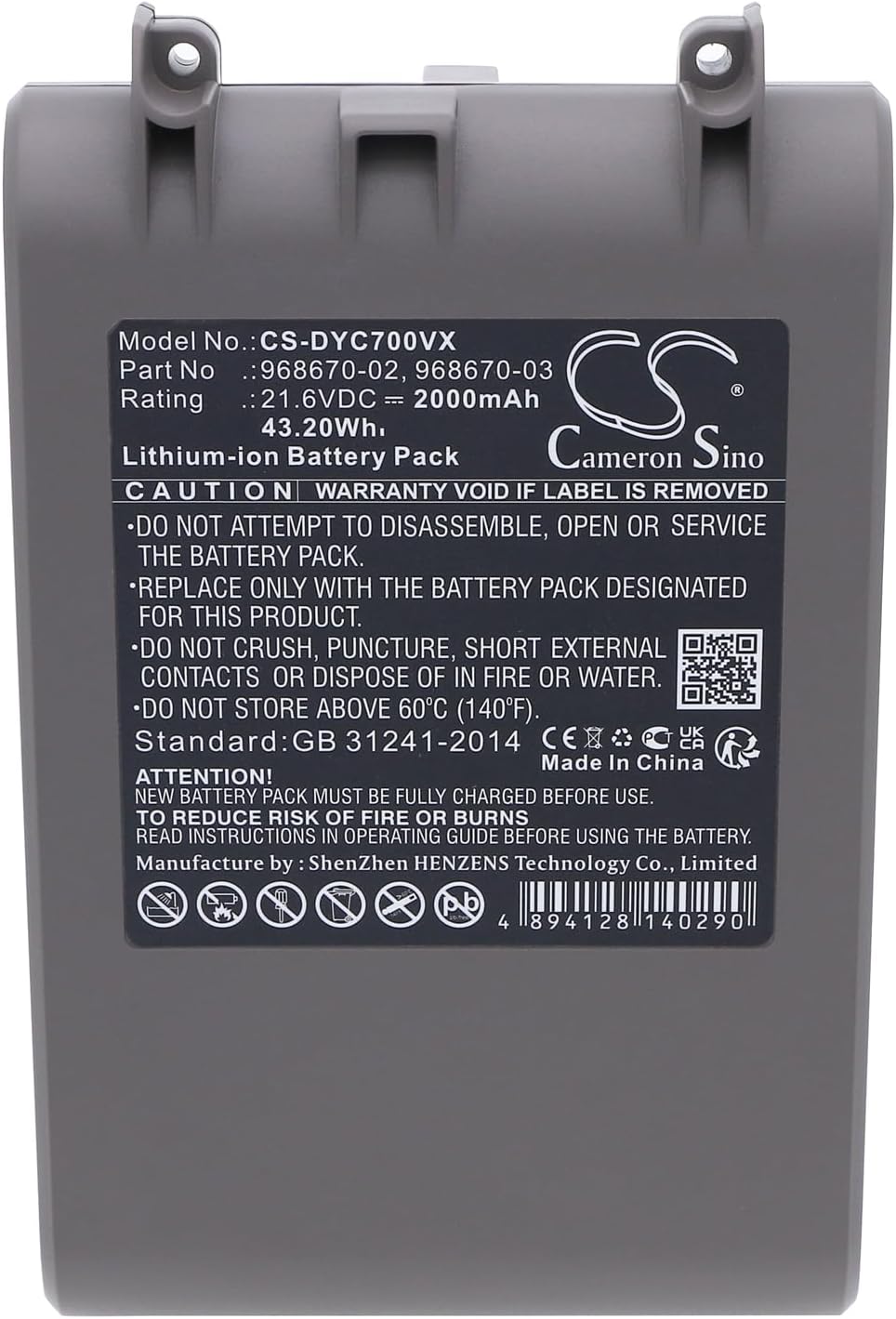 CS-DYC700VX Akku 2000mAh Kompatibel mit [Dyson] SV11, V7, V7 Animal, Motorhead Pro, Motorhead Vacuum