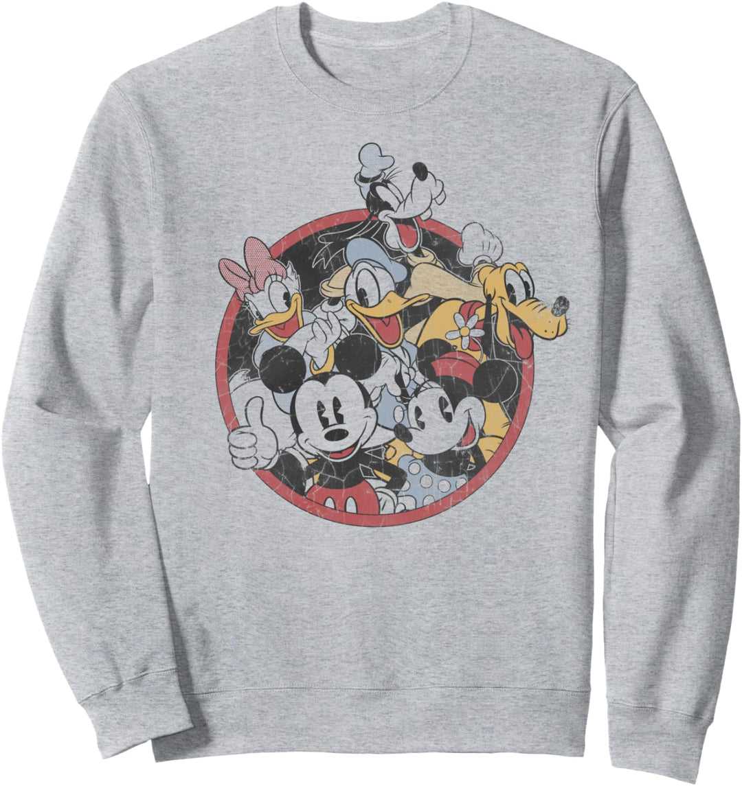 Disney Mickey And Friends Retro Group Circle Sweatshirt