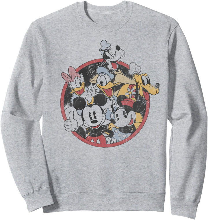 Disney Mickey And Friends Retro Group Circle Sweatshirt