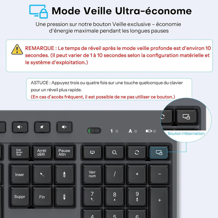 Kabelloses Tastatur-Maus-Set für Windows,OMOTON vollformatige Tastatur für PC/Laptop/Computer mit 2,