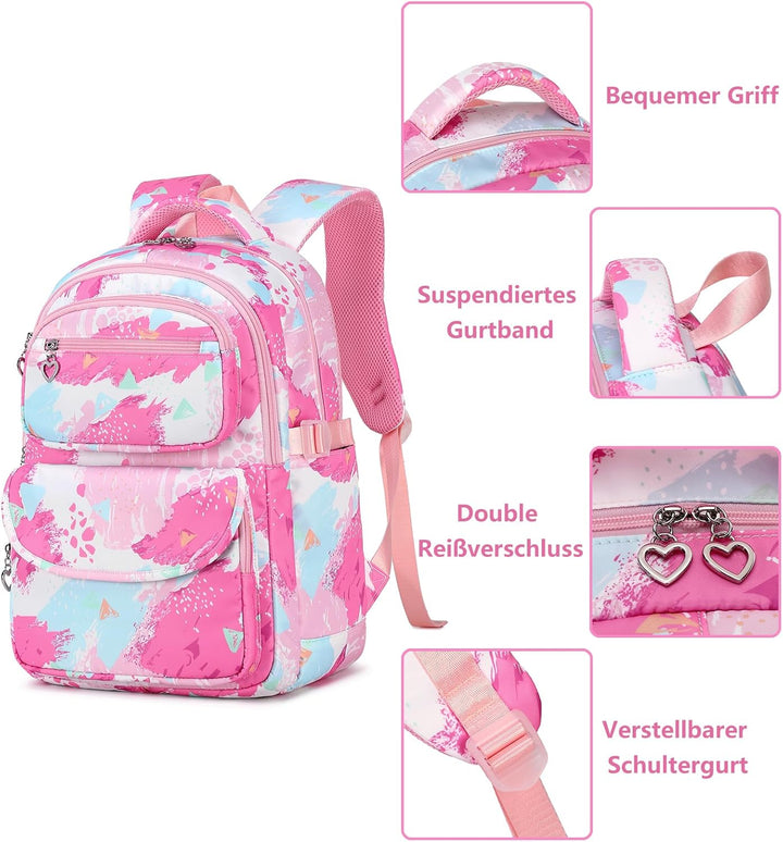 Schulrucksack Schulranzen Schultasche Sports Rucksack Freizeitrucksack Daypacks Backpack für Mädchen