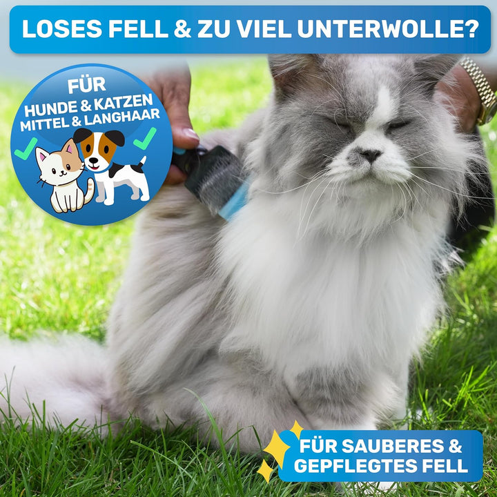 BluePet "ZupfZeug Pro" Professionelle Hundebürste Langhaar - Zupfbürste für Hunde und Katzen - Entfe