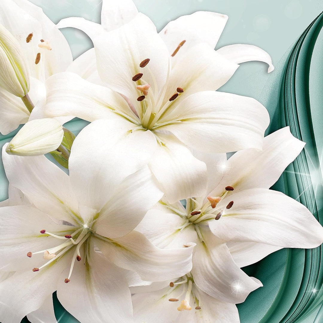 Runa Art Wandbilder Blumen Lilien 5 Teilig Bild auf Vlies Leinwand Deko Wohnzimmer Abstrakt Grün 017