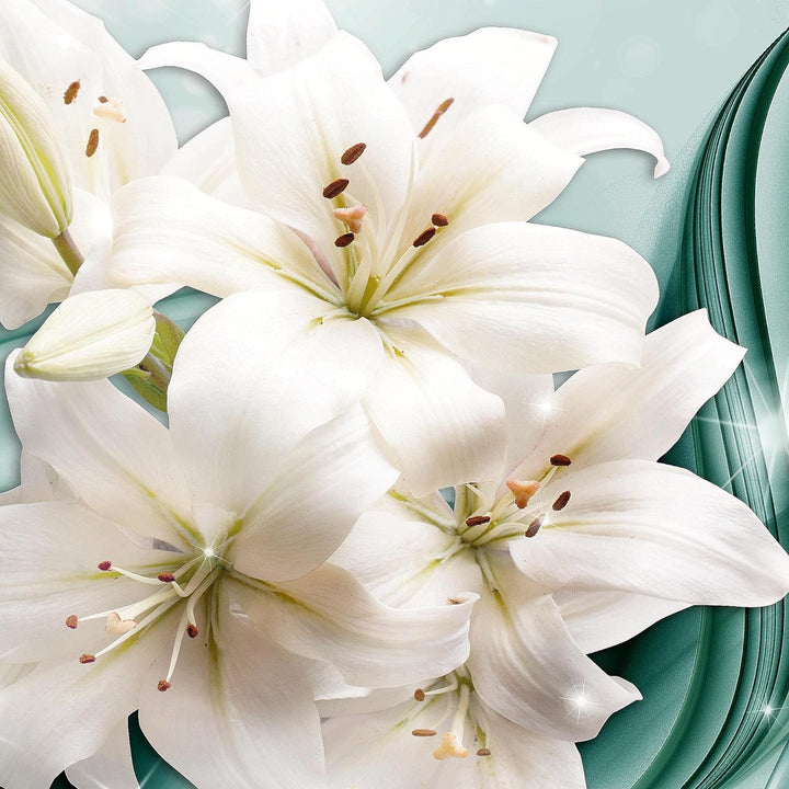Runa Art Wandbilder Blumen Lilien 5 Teilig Bild auf Vlies Leinwand Deko Wohnzimmer Abstrakt Grün 017