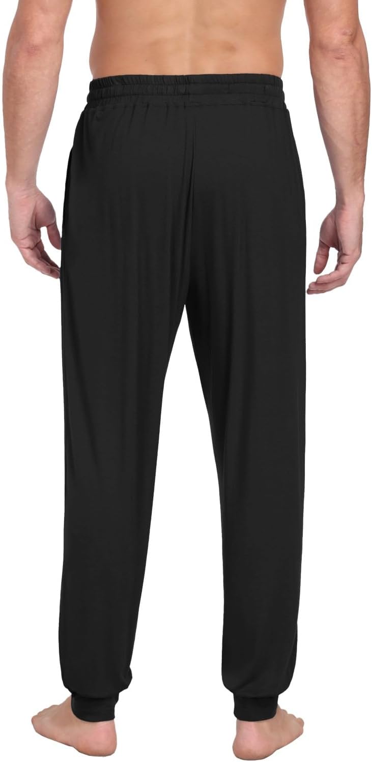 PrinStory Schlafanzughosen Für Herren Lang Pyjamahose Mit Taschen Elastischem Bund Schlafhose Lounge