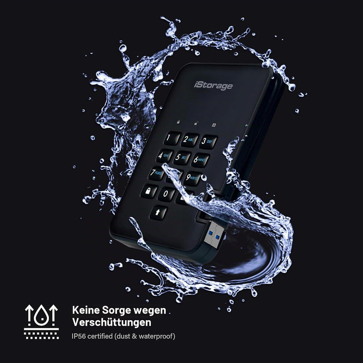 iStorage diskAshur2 256-bit 4TB Verschlüsseltes Externes Festplattengehäuse, HDD-Gehäuse, Schwarz, I