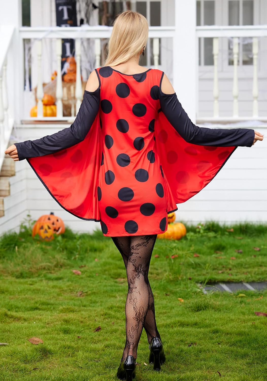 For G and PL Damen Halloween Karneval Langarm Insekt Cosplay Kostüm Kalte Schulter Party Kleid S-XXL