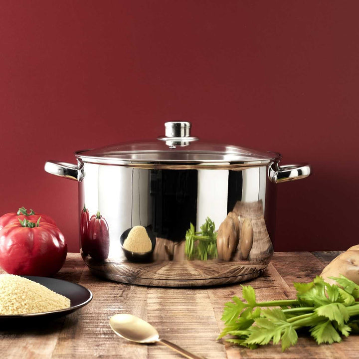 COOK CONCEPT, KC0005, Metal stockpot with Glass lid, Capacity 10L, Compatible with All Heat Sources,