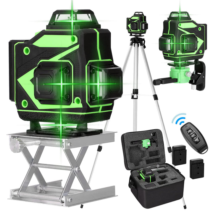 Kreuzlinienlaser, 4x360° Selbstnivellierender Grüner Laser-Wasserwaage, 4D-Rotationslaser mit 16 Lin