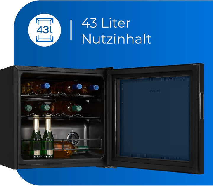 Exquisit Weinkühler WS1-12-GT-030G schwarz | 43 l Nutzinhalt | Schwarz | Kühlen | Wein | Flaschengit