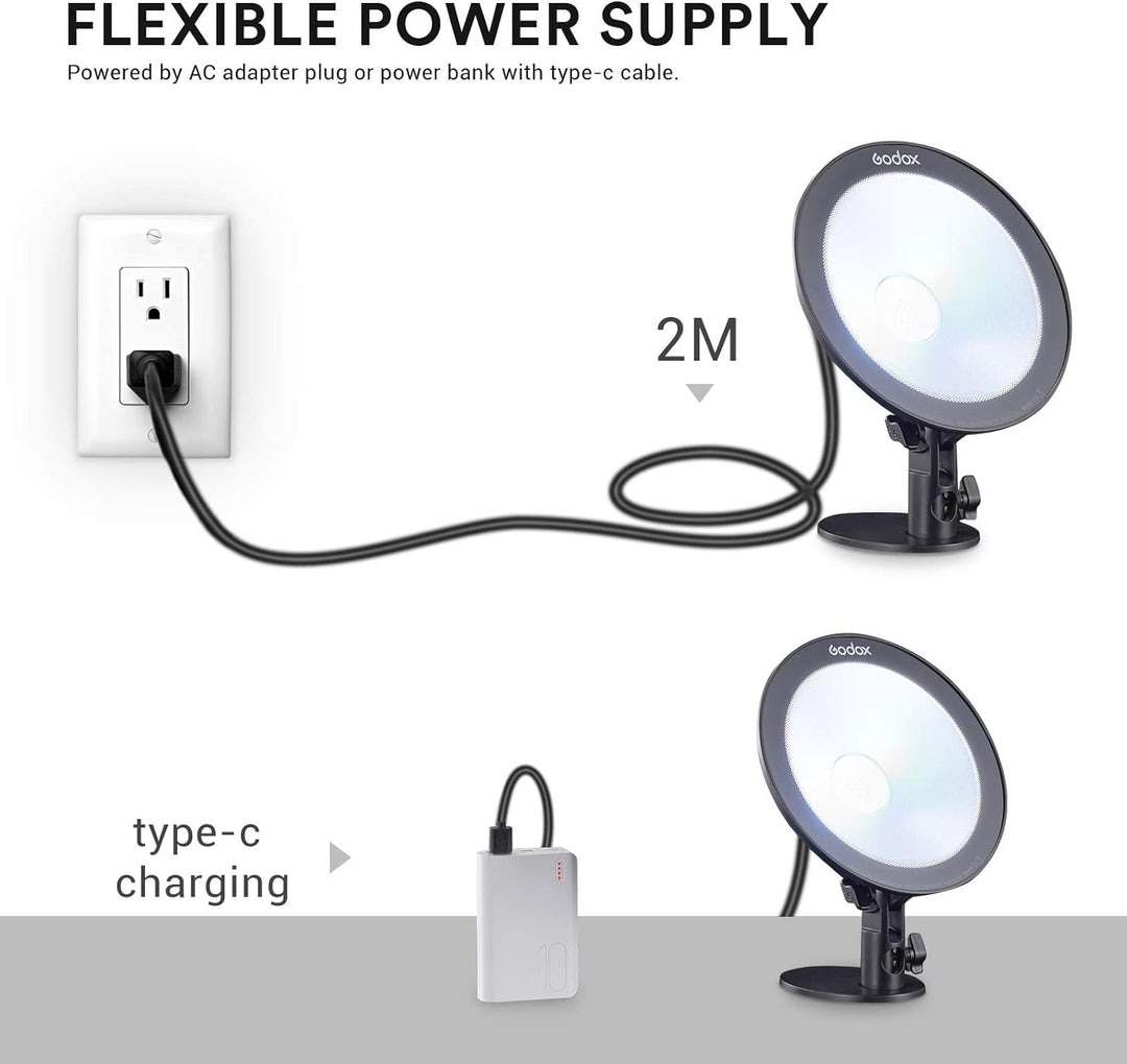 Godox CL10 RGB LED Webcasting Umgebungslicht 10W, Farbton 0-360° und 36000 Farben, 39 Fx-Effekte No