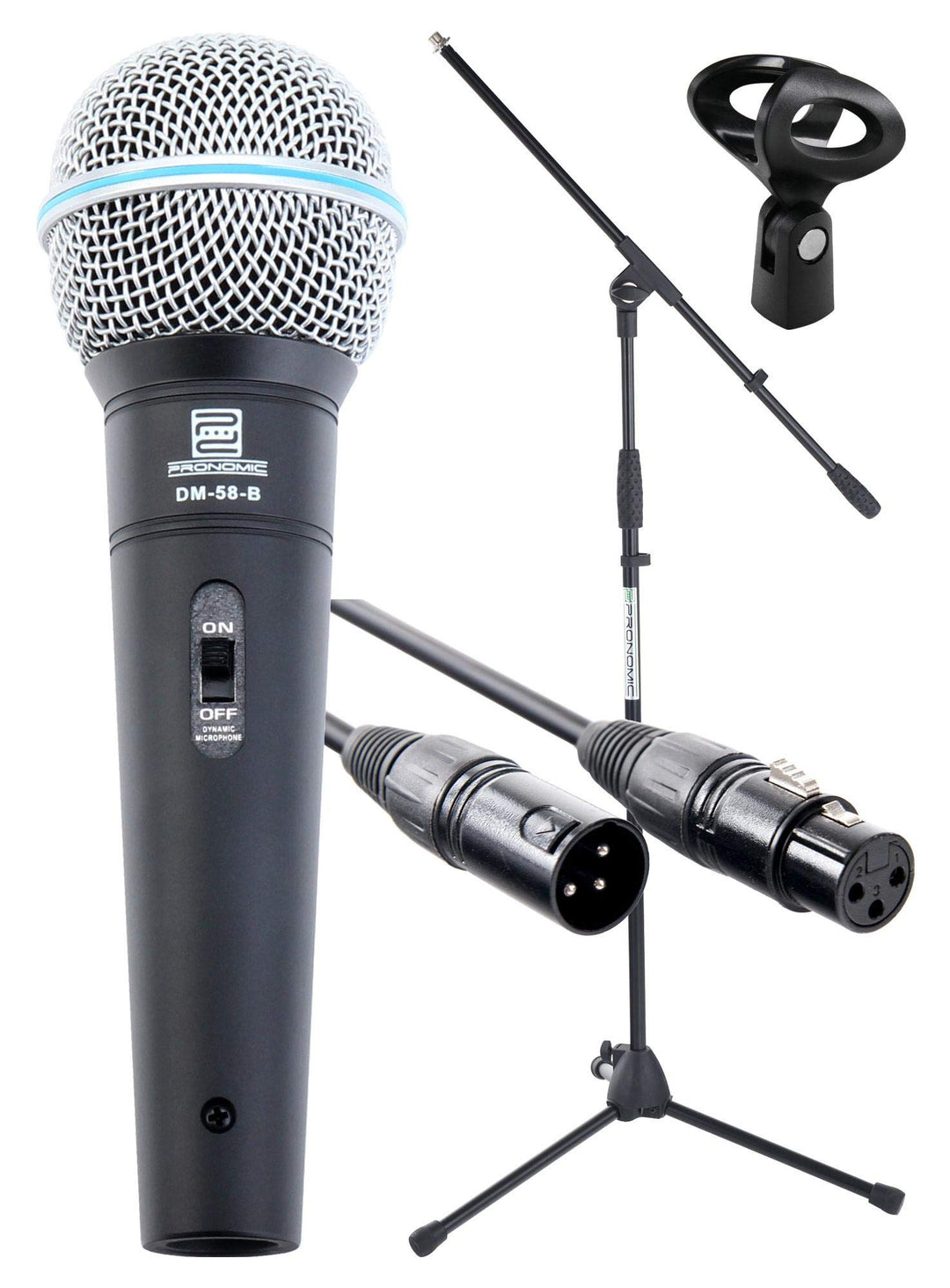 Pronomic Superstar Mikrofonset (Komplettset, dynamisches Gesangs Mikrofon, Galgenständer, 5m XLR-Kab