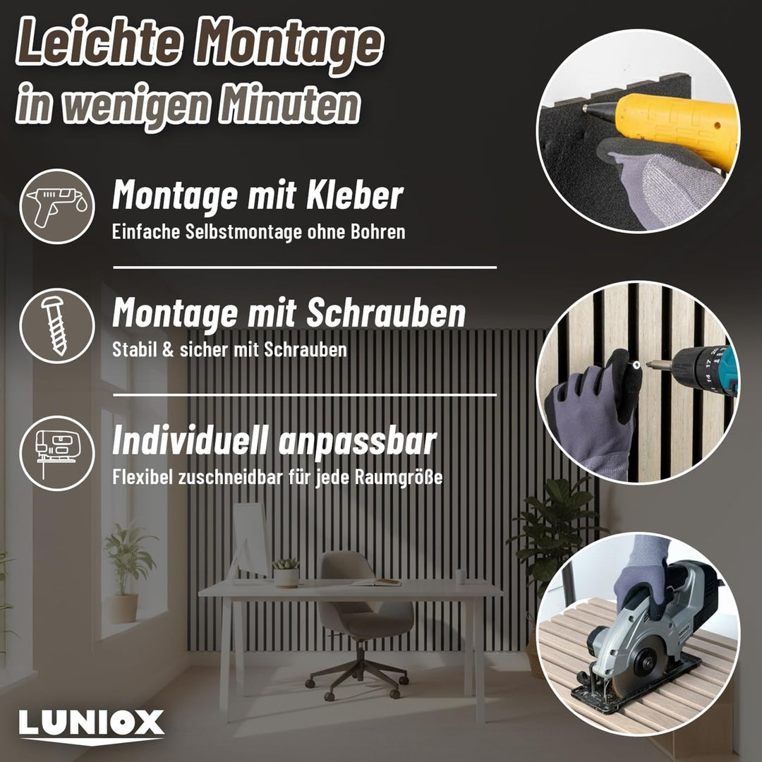 2X Akustikpaneele Eiche 119x59,5x2,1cm, Wandpaneele, Schallabsorber, Wandverkleidung, Schallschutz E