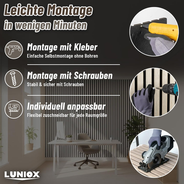 2X Akustikpaneele Eiche 119x59,5x2,1cm, Wandpaneele, Schallabsorber, Wandverkleidung, Schallschutz E