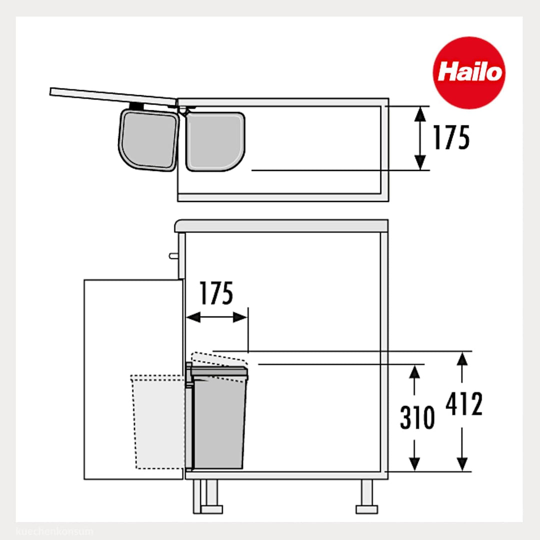 Hailo AS Pico 5 3505001 Einbau Abfallsammler weiss