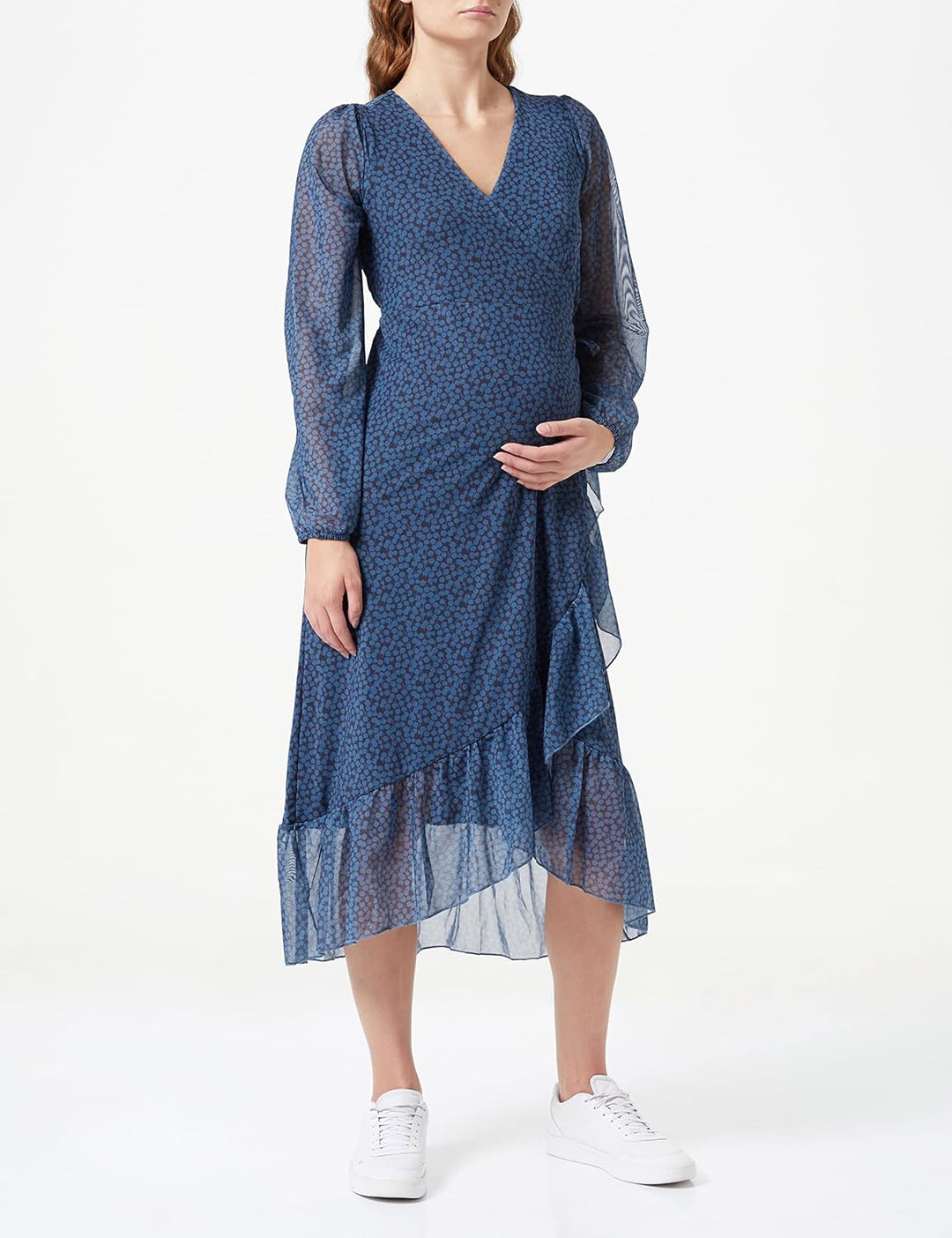 Noppies Maternity Damen Dress Olathe Nursing Longs Sleeve Allover Print Kleid, Coronet Blue-P993, L