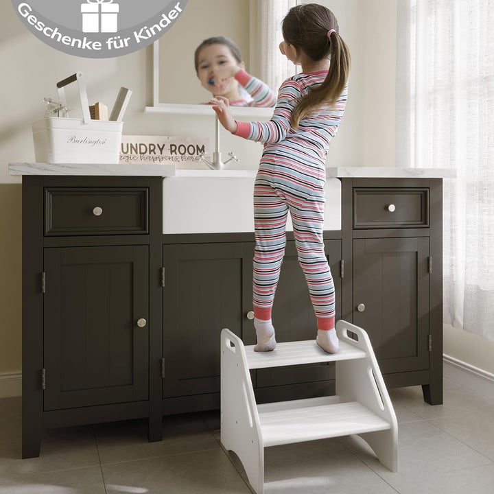 AMBIRD Zwei-Schritte-Trittstuhl für Kinder, stabile 136 kg Tragkraft, mit Sicherheits-Anti-Rutsch-Pa