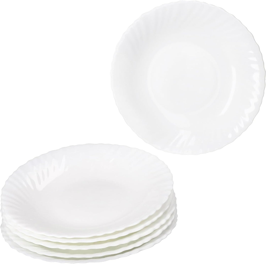 MamboCat 6er Set Suppenteller Arkona I 320ml, Ø 21,8 cm I weisse Tiefe Opalglas-Pastateller mit fein