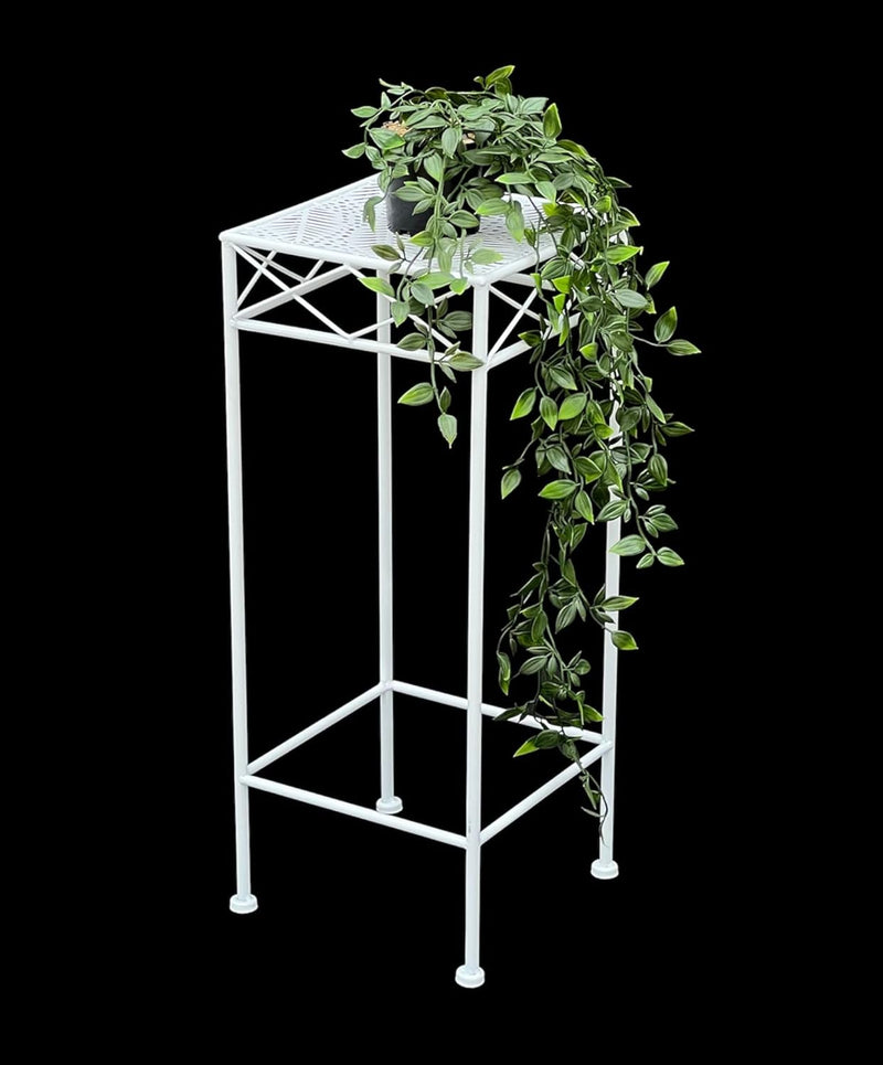 DanDiBo Blumenhocker Weiss Metall Eckig 70-50 cm Blumenständer 96314 Beistelltisch Blumensäule Moder