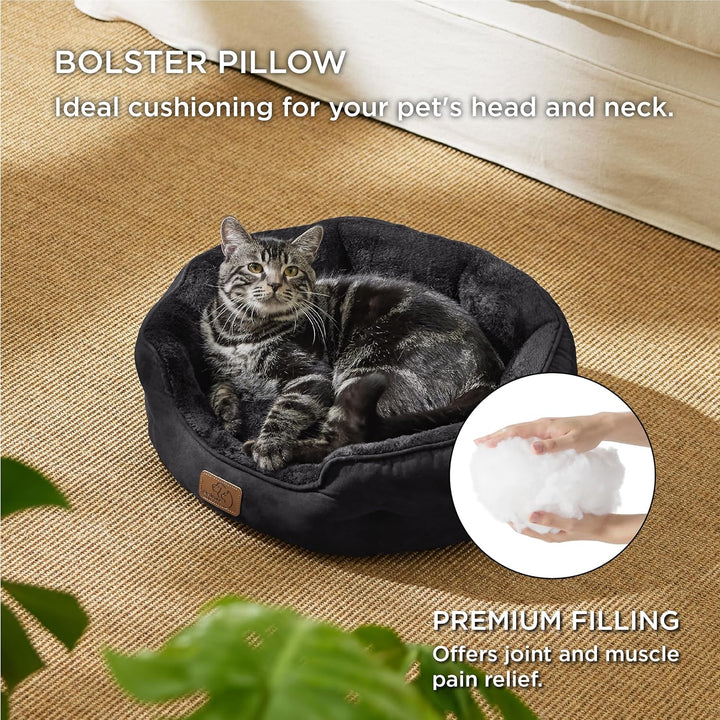 BEDSURE Katzenbett waschbar Katzen Bettchen - 51x48x15cm Katzenbett mit zweiseitig Innenkissen Katze