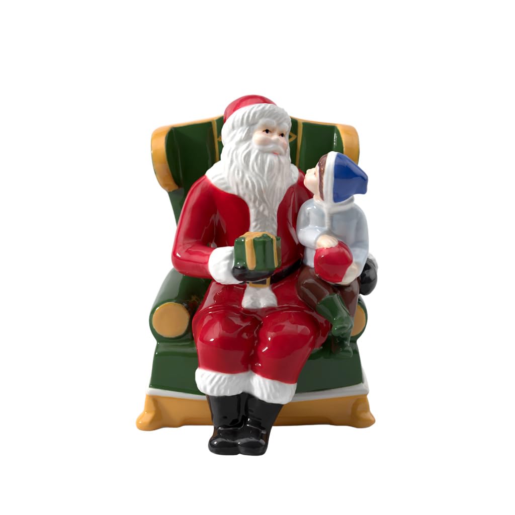 Villeroy & Boch Christmas Toys Santa auf Sessel, dekorative Weihnachtsmann-Figur aus Hartporzellan,