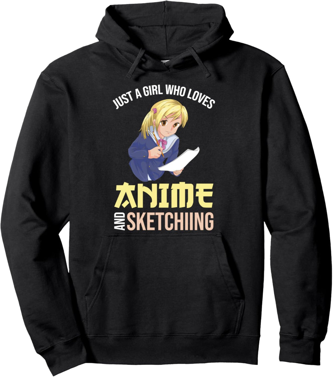 Nur ein Mädchen das Anime und Zeichnen liebt Otaku Anime Pullover Hoodie