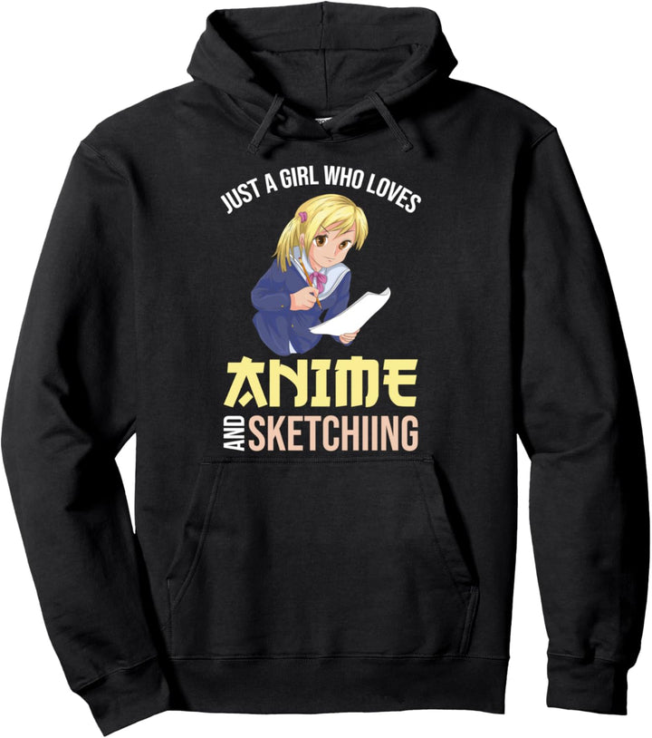 Nur ein Mädchen das Anime und Zeichnen liebt Otaku Anime Pullover Hoodie