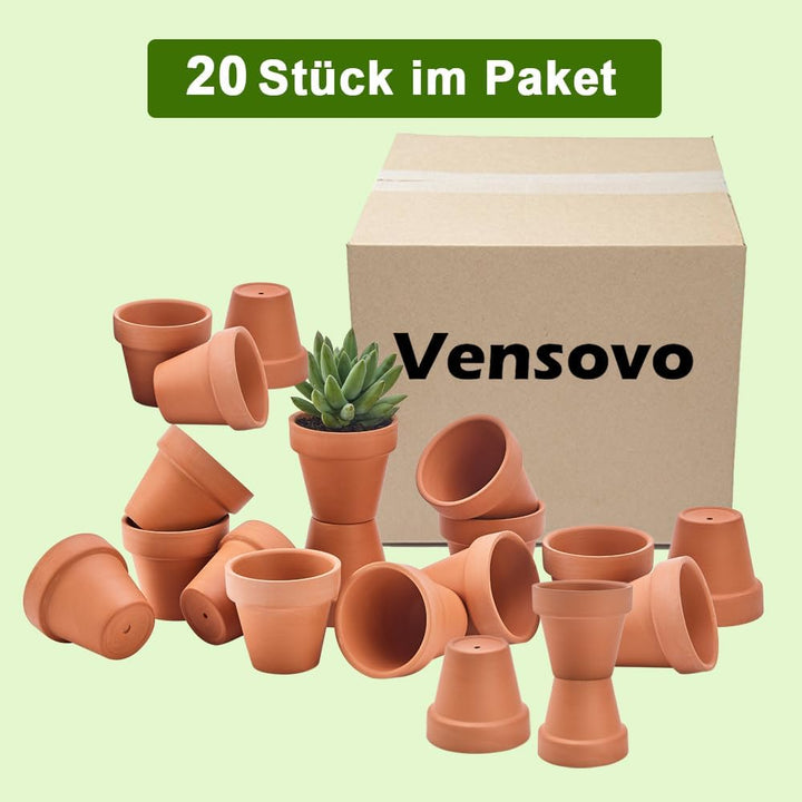 vensovo Terrakotta-Töpfe mit Drainage, 7,6 cm, 20 Stück, Ton-Blumentöpfe, Sukkulenten-Blumentöpfe, i