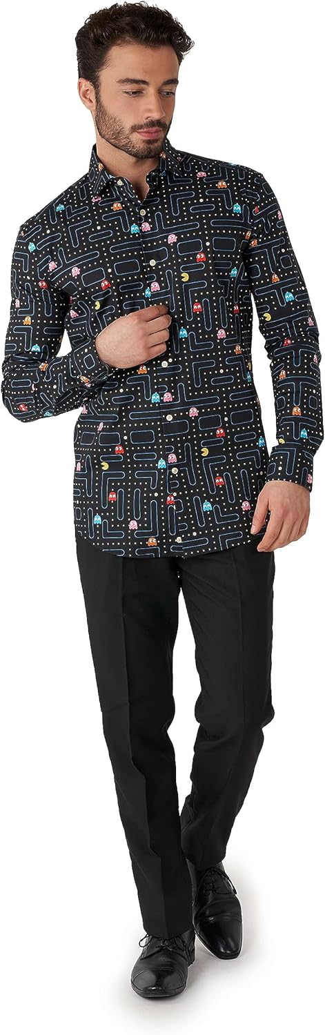 OppoSuits Herrenhemd – Hemd mit Knöpfen – schmale Passform – Lange Ärmel XS Shirt Ls Pac-man, XS Shi
