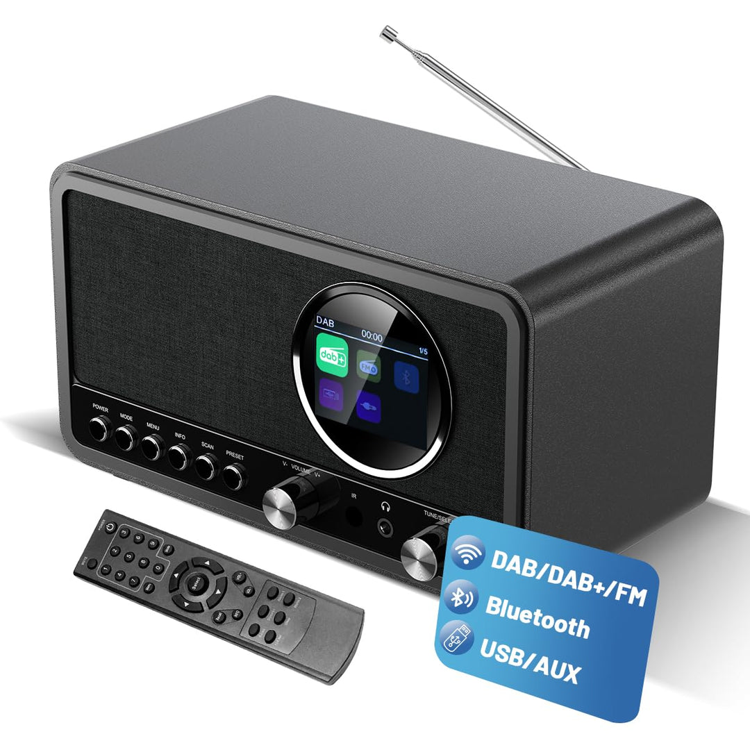 DAB Plus Radio mit Bluetooth,DAB+ / FM Radio mit Fernbedienung und Netzbetrieb,Digitalradio Küchenra