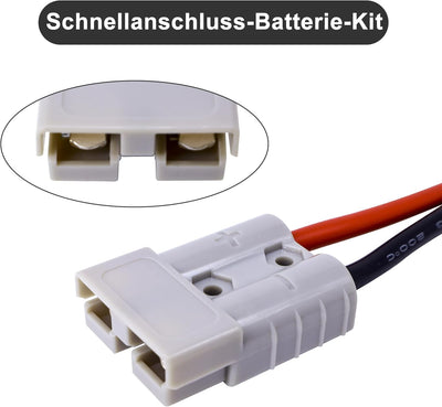 HISports Anderson Batterieanschluss Stecker 50 A 600 V mit O-Ring Kabel 10 AWG 50 cm,Ladestecker für