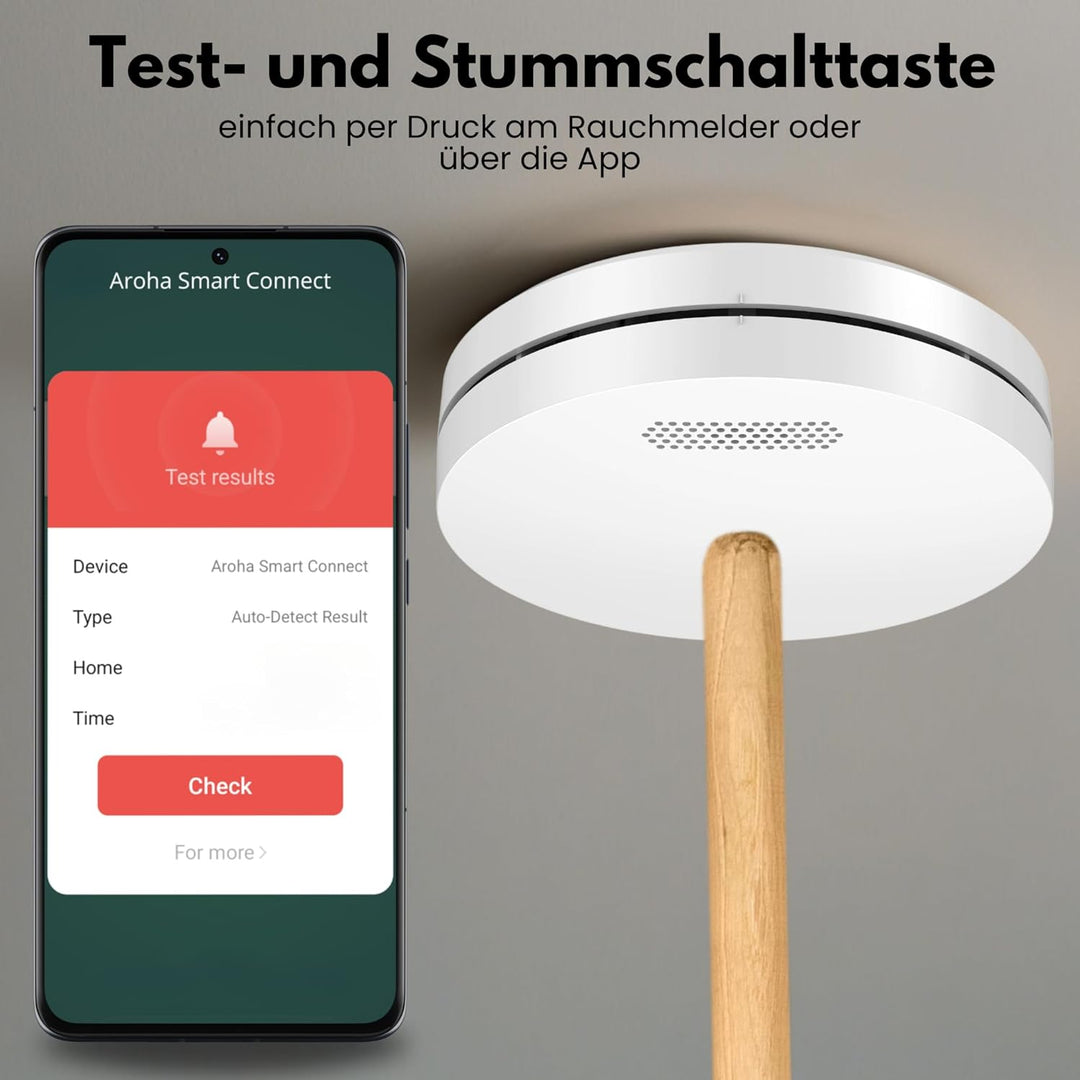 Smart Rauchmelder WLAN - 10 Jahre Batterie - Aroha Smart Connect Rauchmelder - Feuermelder WLAN Vern