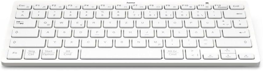 Hama Bluetooth Mini Tastatur Travel 400" für Tablets, kabellose Tastatur, QWERTZ DE Layout weiss Min