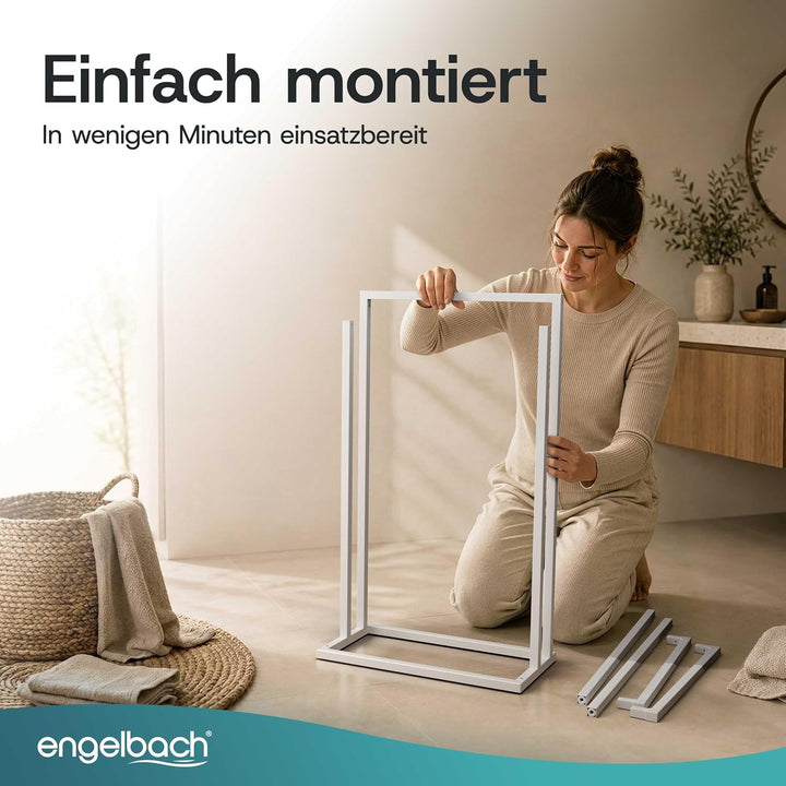 Engelbach® Handtuchhalter stehend - Stabil &amp; Langlebig mit 3 Stangen, Weiss Weiss 3 Stangen, Weiss 3