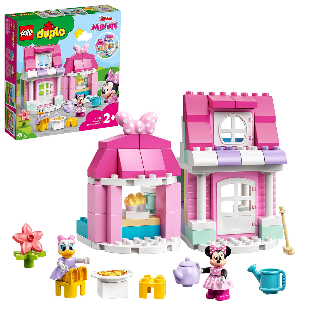 LEGO 10942 DUPLO Disney Minnies Haus mit Café, Minnie Mouse Spielzeug zum Bauen ab 2 Jahre, Kindersp