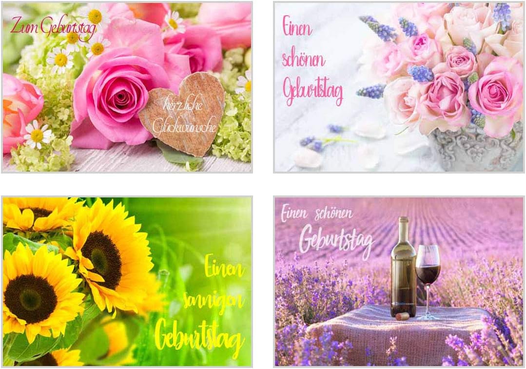 Set 40 exklusive Premium Geburtstagskarten mit Umschlag (2x20). Glückwunschkarte Grusskarte zum Gebu