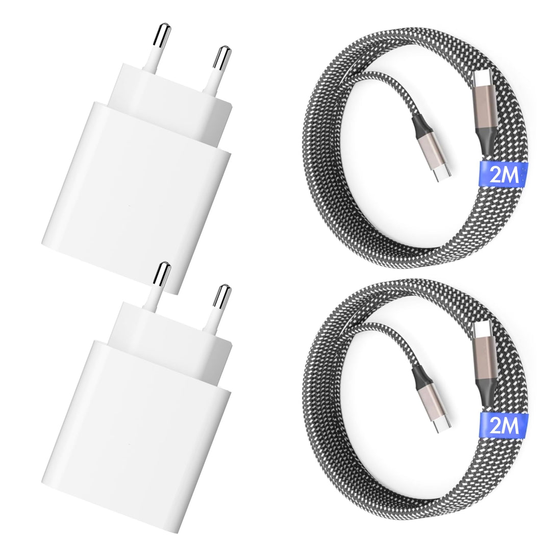 25W USB C Ladegerät, USB C Ladekabel, 2er Pack Schnellladegerät mit 2M Ladekabel, Super Fast Charger
