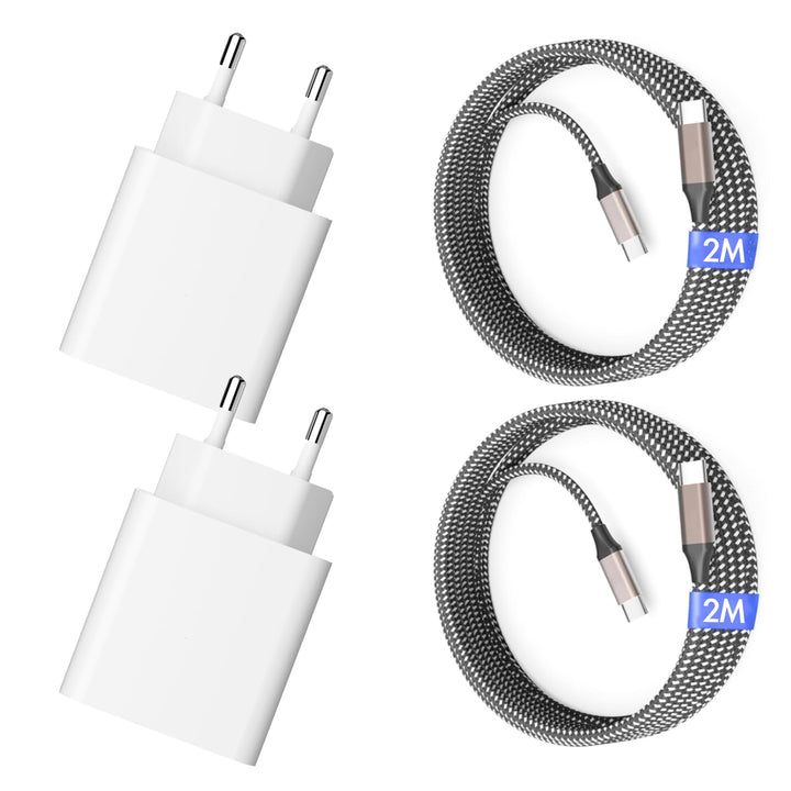 25W USB C Ladegerät, USB C Ladekabel, 2er Pack Schnellladegerät mit 2M Ladekabel, Super Fast Charger
