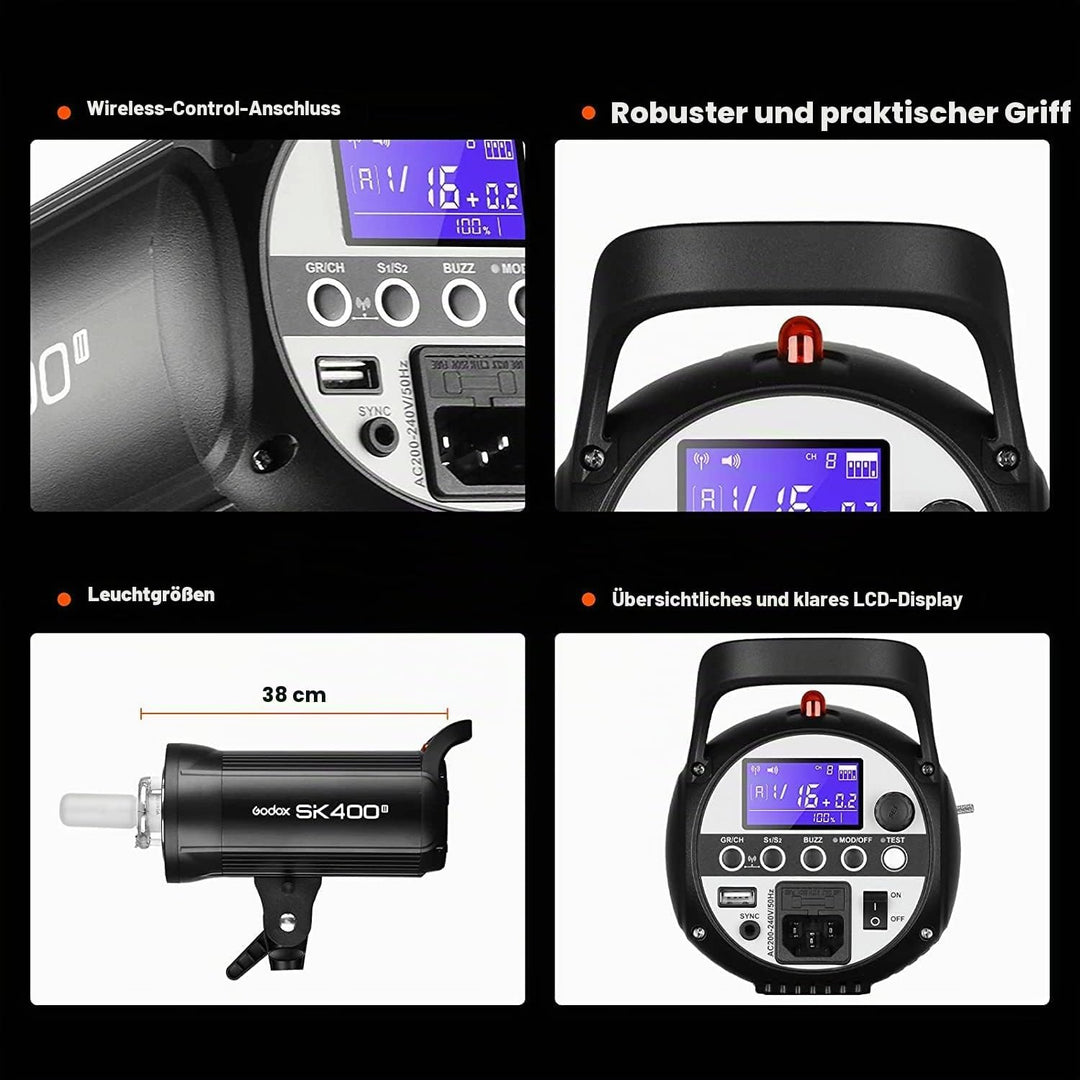 Godox SK400II Studioblitz mit integriertem Godox 2.4G Wireless X System, SK400II
