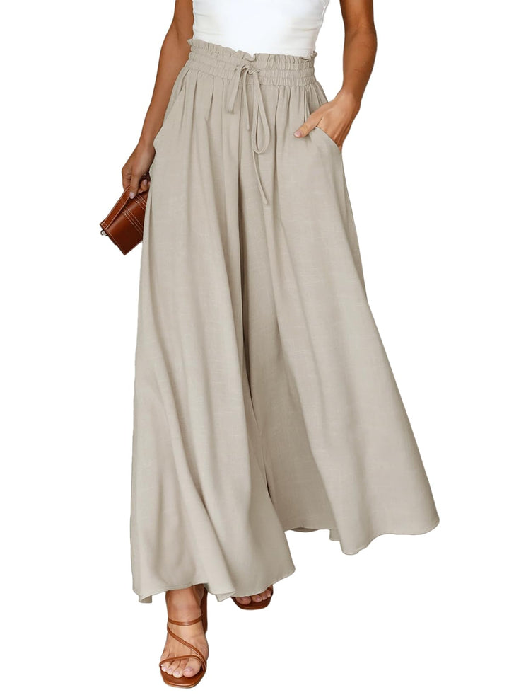 Dokotoo Sommerhose Damen Leicht Palazzo Hose Elegant Sommer High Waist Baggy Freizeithose Baumwolle