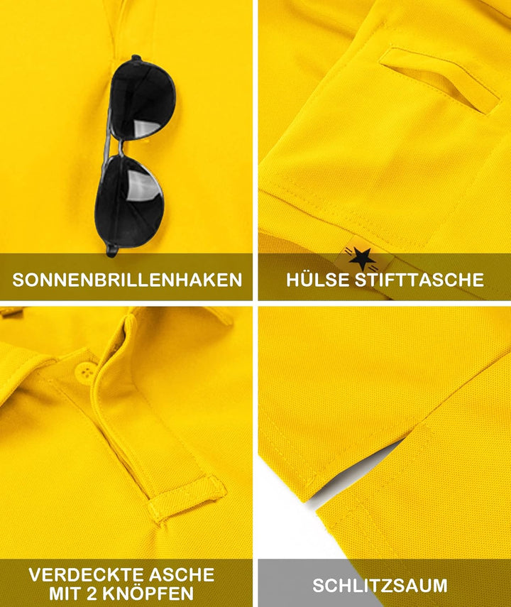JACKETOWN Herren Kurzarm Poloshirt Schnelltrocknend Atmungsaktives Tshirt Tennis Sommer Poloshirts M